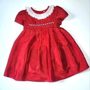 Edgehill Collection Red Taffetta Dress Baby Girl Size 12 Months NWT